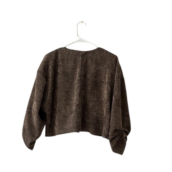 Vintage Surrealist Button Up Cropped Cardigan Floral Embroidery Large Buttons L - Picture 2 of 12